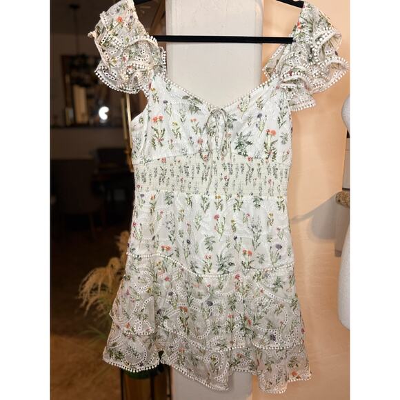 Alice + Olivia Hartford Floral Eyelet Romper Mini Dress Size 6 NEW MSRP $398 - Picture 3 of 8